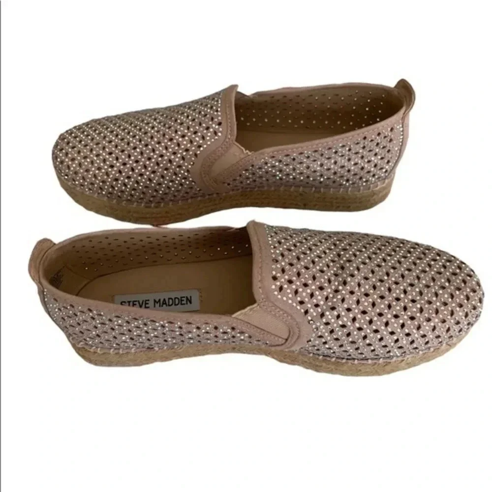 Steve‎ Madden Sequined Canvas Espadrilles 39 Coastal Chic Vacation Cruisewear
